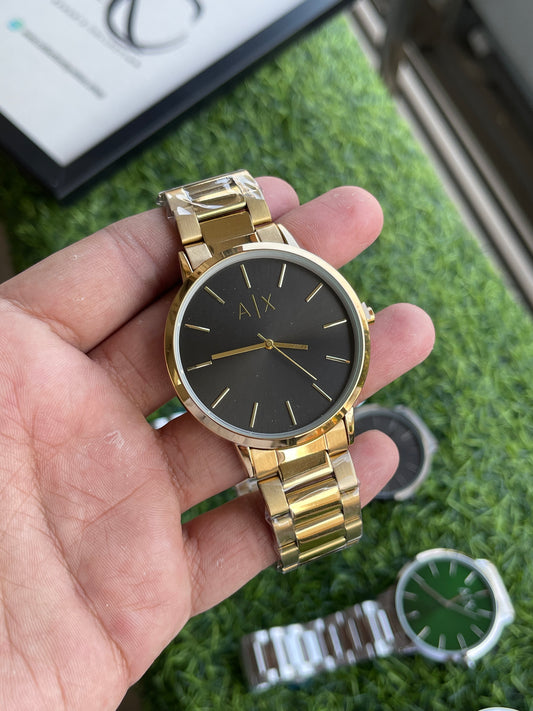 RC Armanii (A|X) Gold & Black Analog Watch