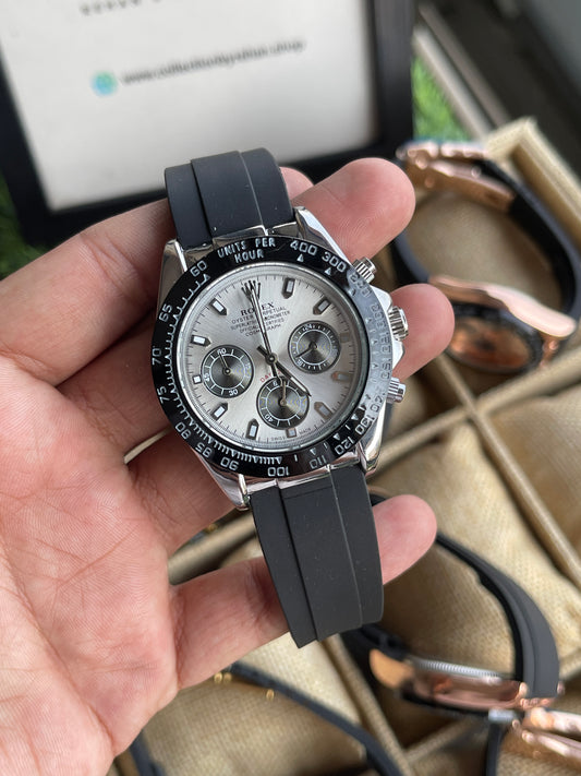 RC RLX Daytona β Silver Case, White Dial (Quartz Model)