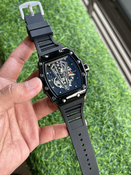 RC Richaard Miille – Black Skeleton Quartz Watch