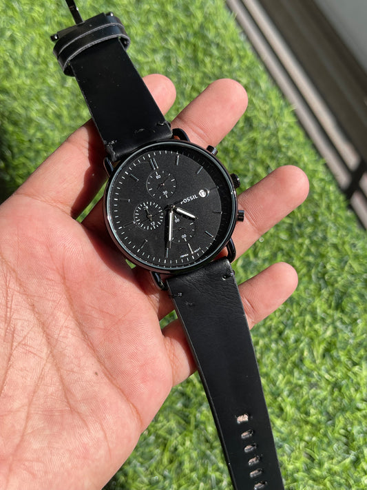 RC Fossiil Minimalist Chronograph Leather Watch
