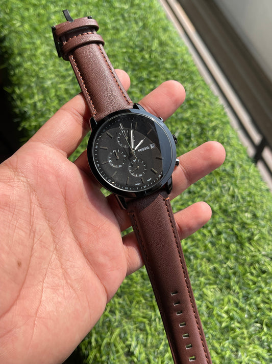 RC Fossiil Chronograph Brown Leather Men's Watch – Premium Edition