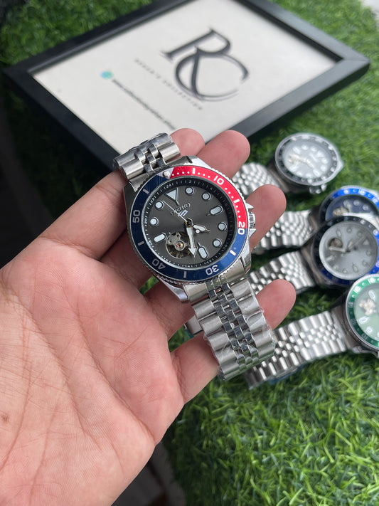 RC X Seiiko 5 Open Heart GMT Automatic – Stainless Steel Collection