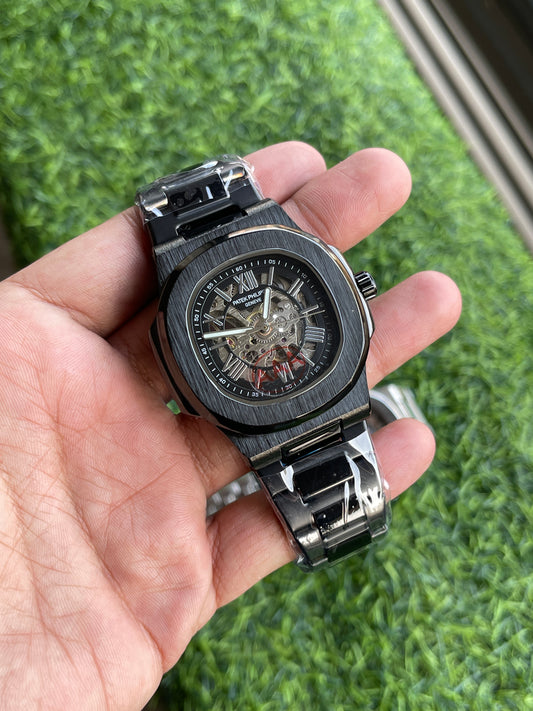 RC Patek Genève – Black Skeleton Automatic Watch