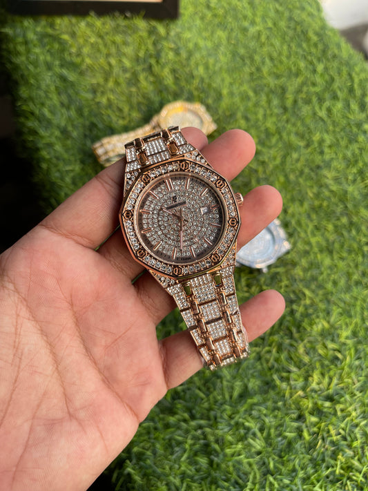 RC X Audemars Piiguet Royal Oak Diamond Edition β Premium Quartz Watch with Crystal-Studded Bracelet
