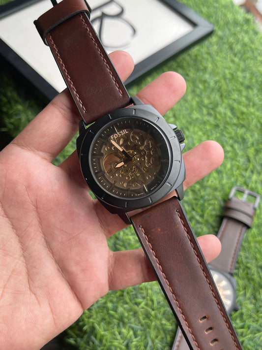 RC FOSSIIL Chronograph Automatic Skeleton – Midnight Brown Edition