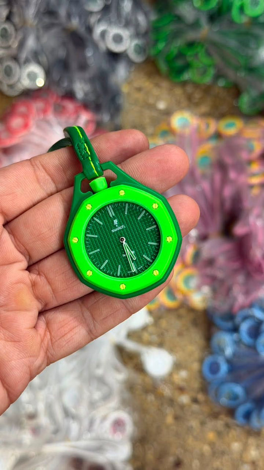 RC Swaatch × AP Royal Pop Edition Keychain Watch – Neon Jungle Green Edition