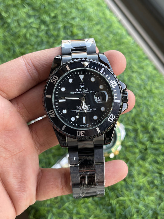 RC RLX Submariner Black Dial – Black Stainless Steel Strap