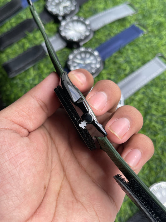 RC X Seiiko 5 Quartz β Green Dial-Black case | Olive Green Canvas Strap