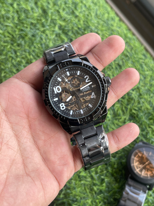RC Fossiil Automatic Skeleton Watch – Black Edition