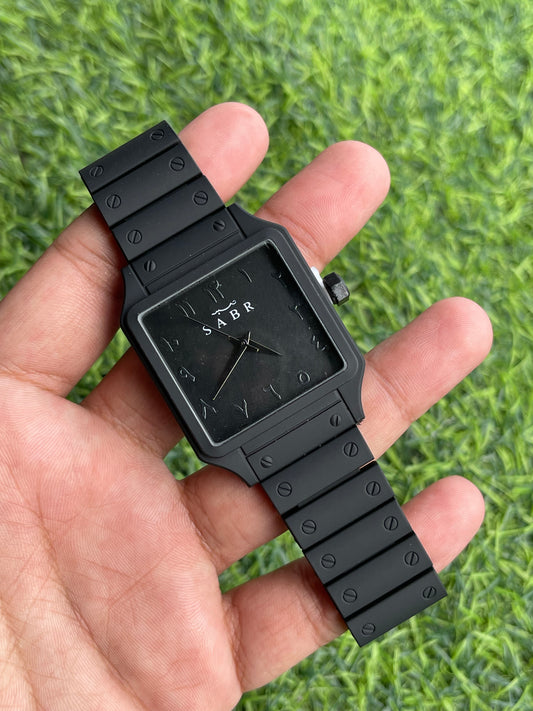 RC X Saber Noir – Black Square Screw-Link Watch