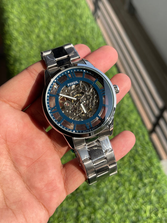 RC Fossiil Townsman Automatic Black Stainless Steel Skeleton Watch