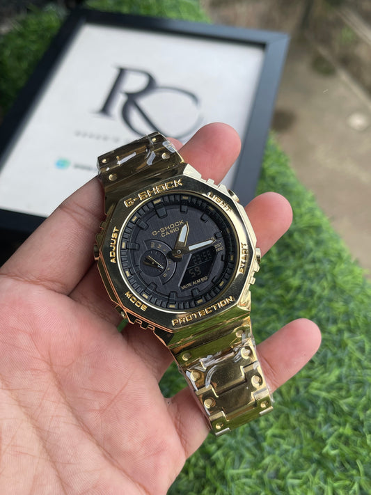 RC Casiio G-Shok CasiOak Gold Black Analog-Digital Quartz Watch