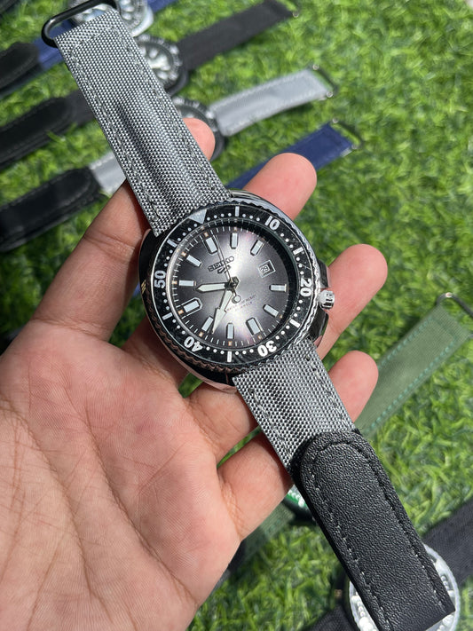 RC X Seiiko 5 Quartz – Charcoal Grey Dial-Silver case | Grey Canvas Strap