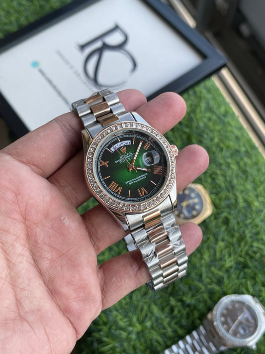RC RLX Oyster Perpetual Day-Date – Two-Tone Rose Gold & Silver Luxury Watch