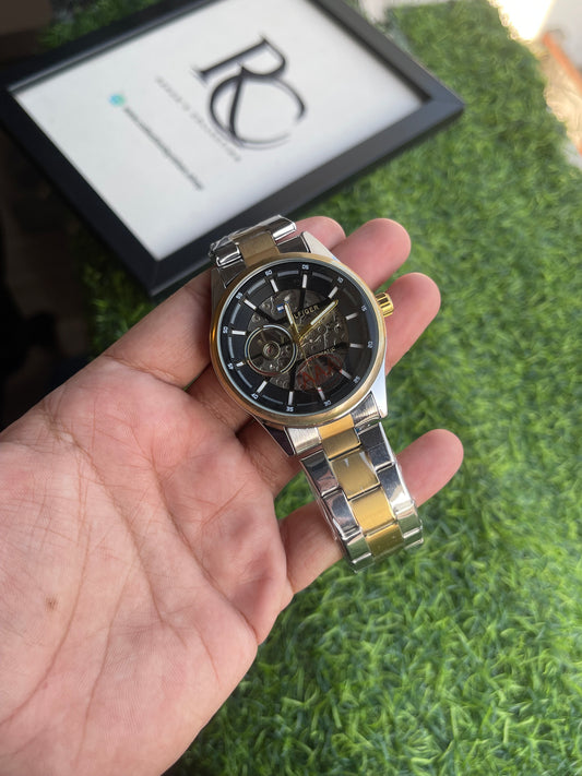 RC X Tommy Automatic Skeleton β Black Dial, Gold-Tone Bracelet