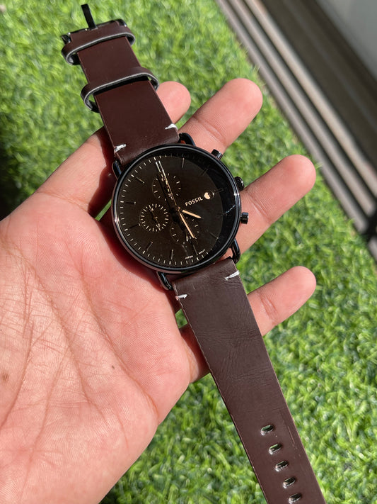 RC Fossiil Minimalist Chronograph Leather Watch