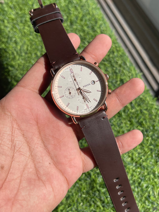 RC Fossiil Minimalist Chronograph Leather Watch