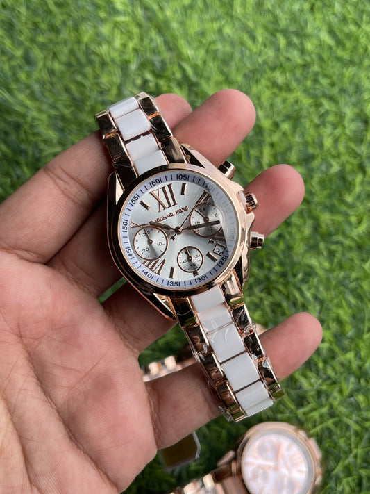 RC Miichael Kors Classic Chronograph β Rose Gold & White Ceramic