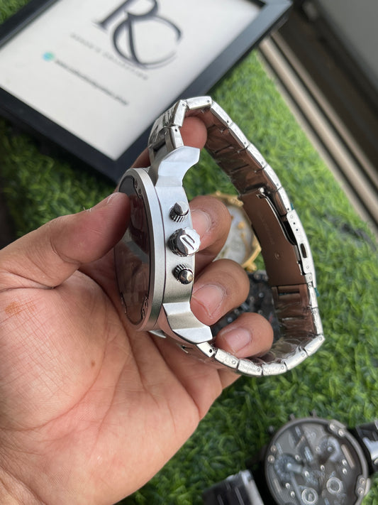 RC Diiesel Mega Chief Dual-Time Chronograph β Silver Stainless Steel Edition