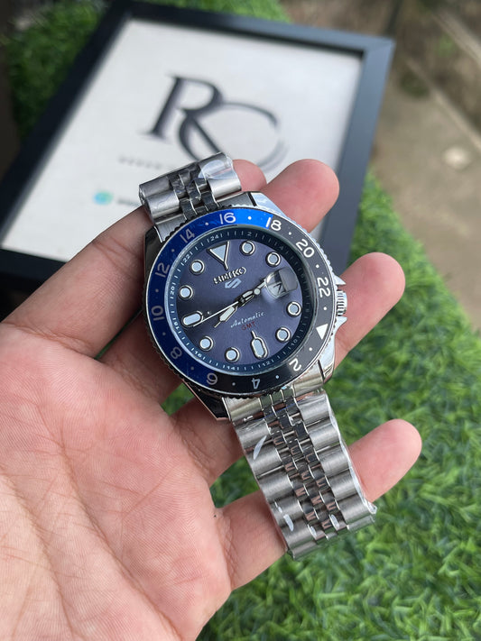 RC Seiiko GMT Style Quartz Open Back – Premium Jubilee Edition Blue Dial / Blue-Black Bezel