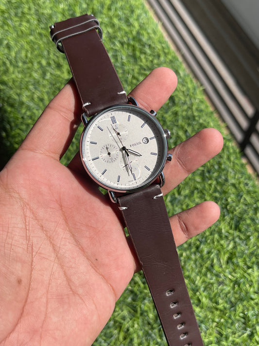 RC Fossiil Minimalist Chronograph Leather Watch
