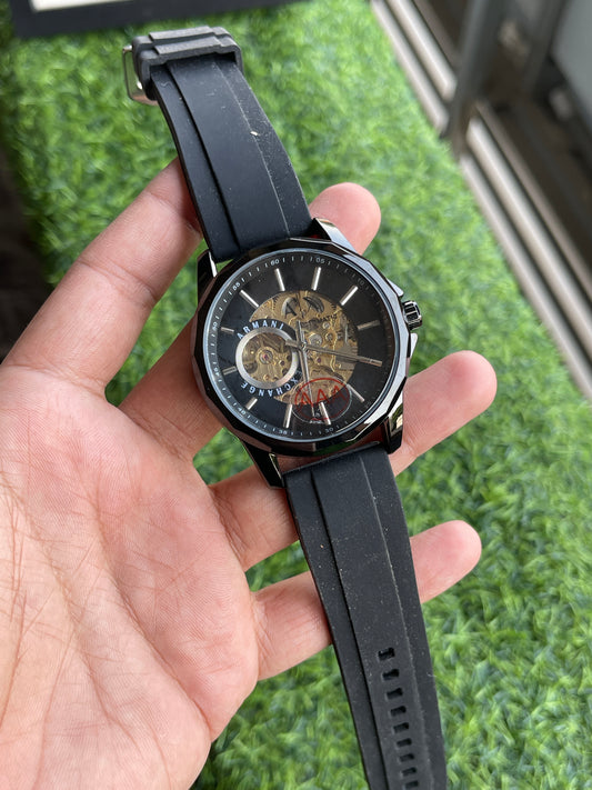 RC Armanii Exchaange Skeleton Dial Automatic β Black Edition