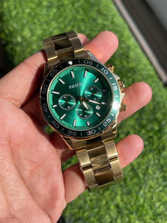 Fossiil Gold & Green Chronograph Stainless Steel Men’s Watch