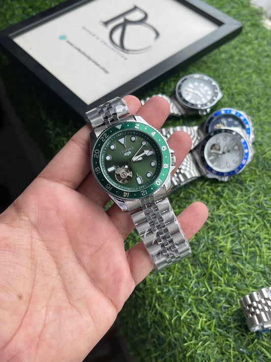 RC X Seiiko 5 Open Heart GMT Automatic – Stainless Steel Collection