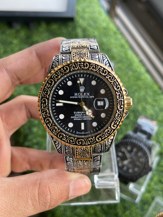 RC RLX Submariner Royal Carving Edition – Gold-silver Case & Black Dial