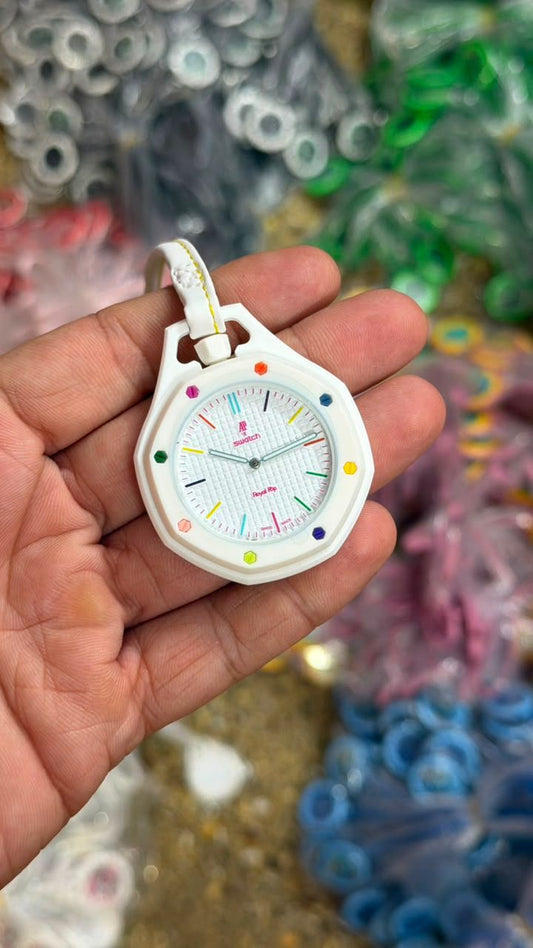 RC Swaatch × AP Royal Pop Edition Keychain Watch – Candy Rainbow Edition