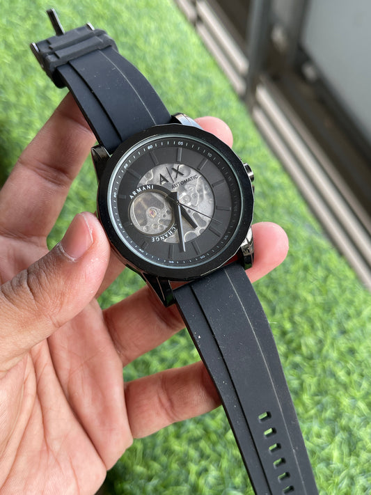 RC Armanii Exchangee (A|X) Automatic – Black Skeleton Dial