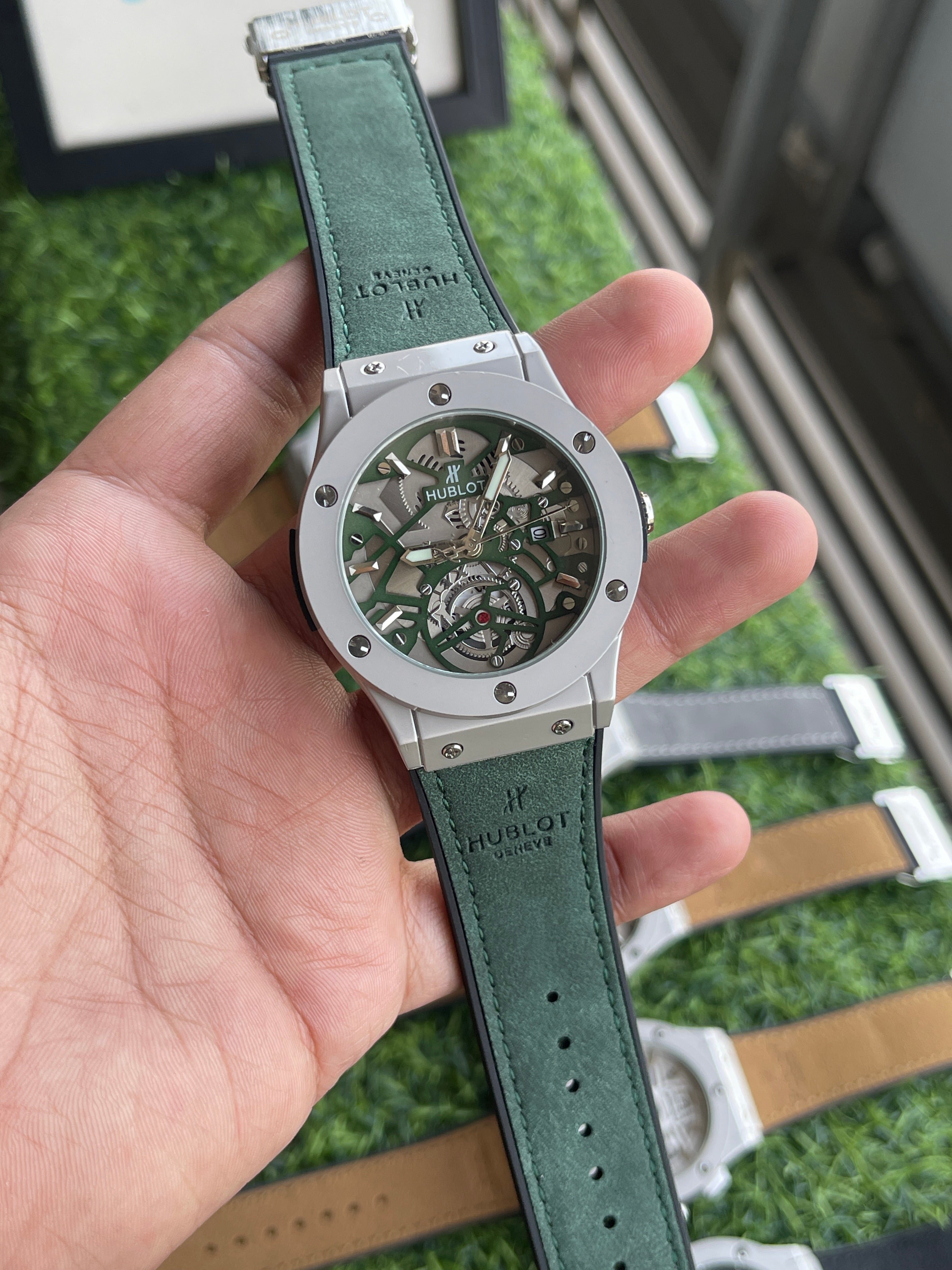 RC Hublt Classic Fusion Skeleton Tourbillon – Green Dial & Green Leath ...