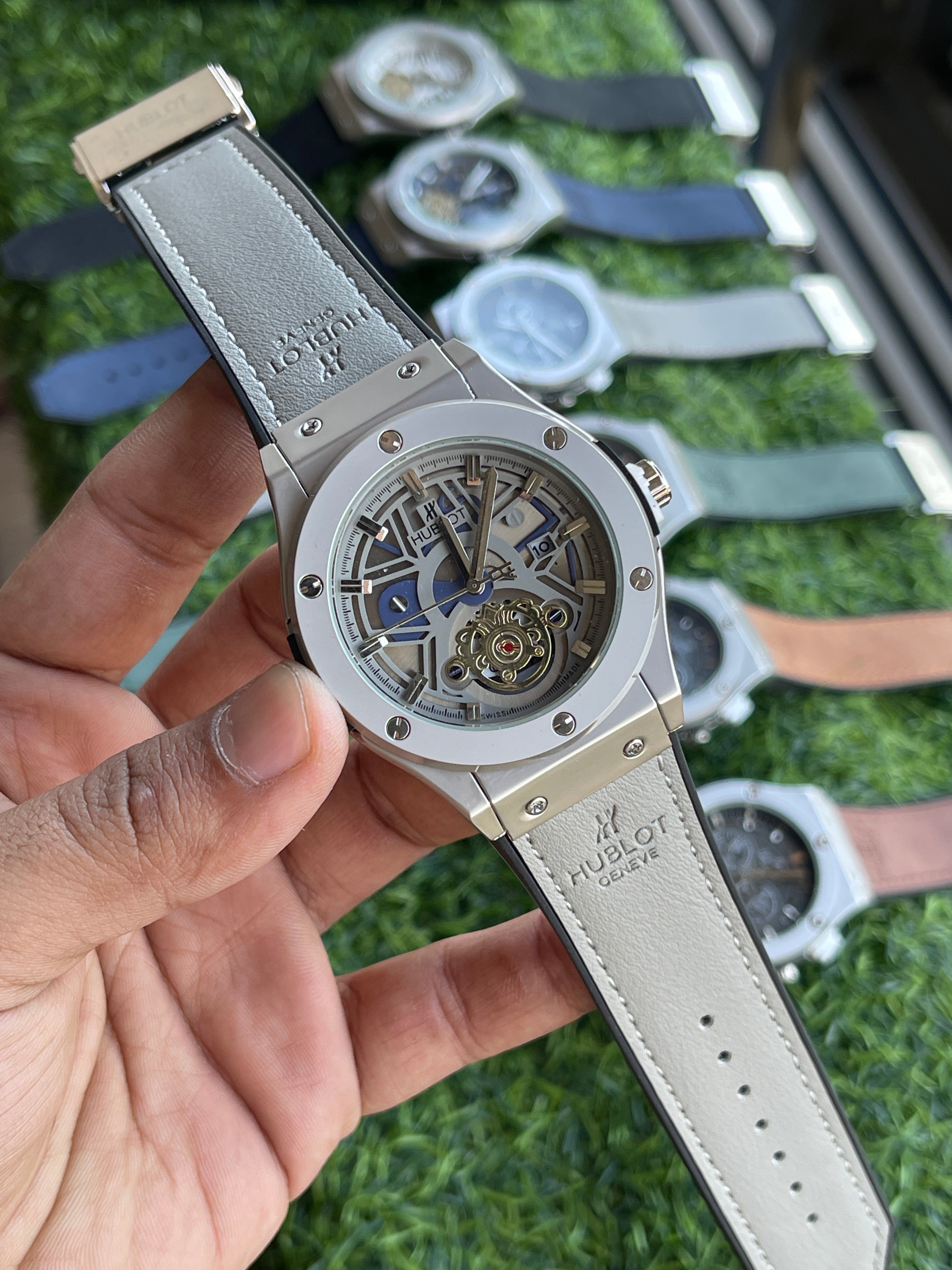 RC Hublt Skeleton Quartz – Light Grey Strap – Rehan's Collection