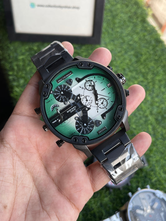 RC X Diiesel Mega Chief Black & Green Chronograph Stainless Steel Watch