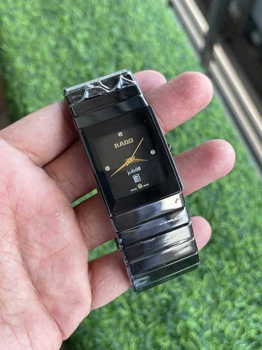 RC Raado Jubilee Black Ceramic Style Watch – Gold Hands