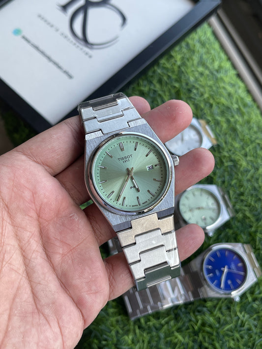 RC Tisst PRX Quartz – Mint Green Sunburst Dial | Stainless Steel