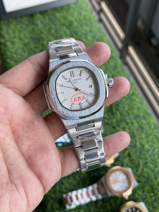 RC Patek Stainless Steel Luxury Watch – White Dial