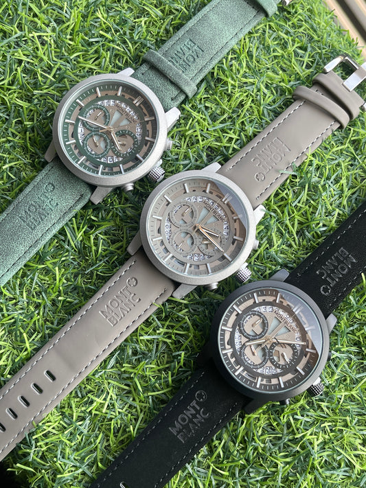 RC MB Green Chronograph Skeleton Watch
