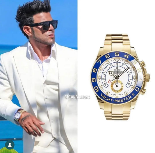 RC RLX Yacht-Master II Two-Tone Blue Bezel Chronograph Watch (Sahil khan edition)