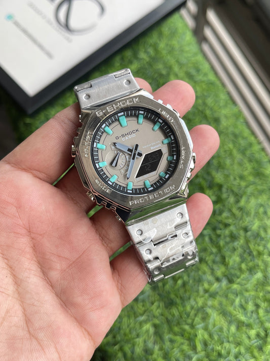 RC G-Shok Silver Steel Mint Dial Edition