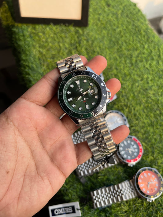 RC X Seiiko 5 GMT Style Quartz Watch with Silver Jubilee Stainless Steel Bracelet