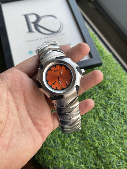 RC Nikee Sport Analog Watch – Silver & Orange Dial