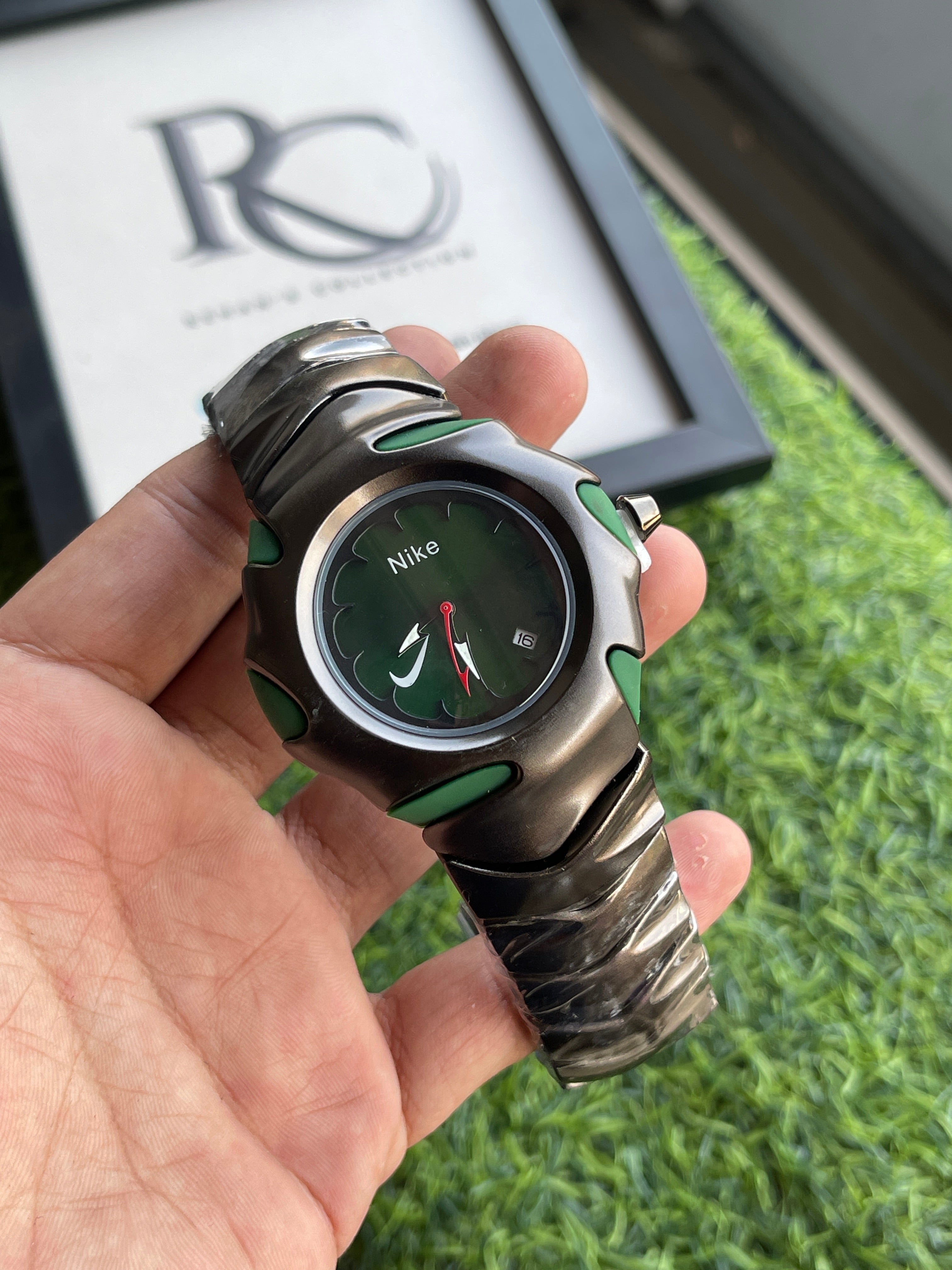 RC Nikee Sport Watch – Black & Green Dial – Rehan's Collection