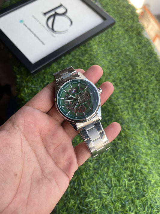 RC X Tommy Automatic Skeleton – Green Dial, Silver Bracelet