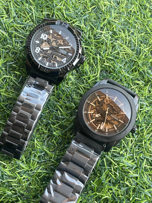 RC Fossiil Skeleton Automatic Men’s Watch – Black Edition