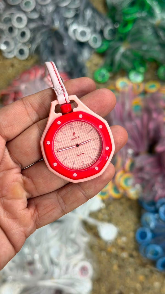 RC Swaatch × AP Royal Pop Edition Keychain Watch – Cherry Blossom Pink Edition