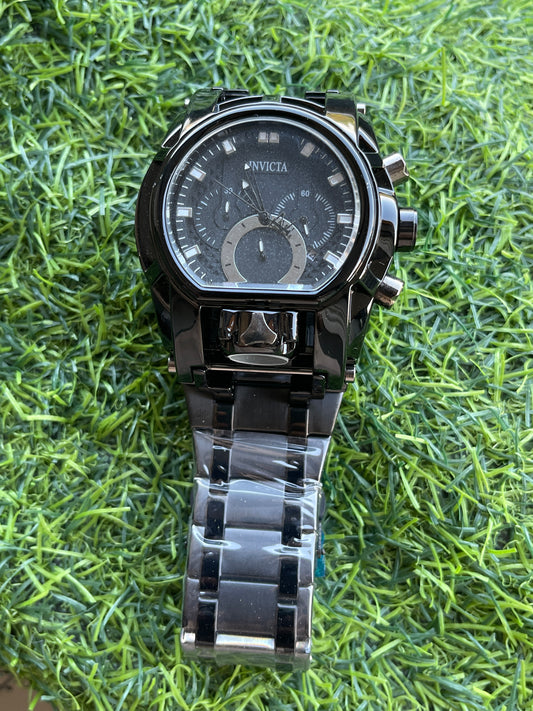 RC Inviicta Black Chronograph Watch with Black Metal Chain