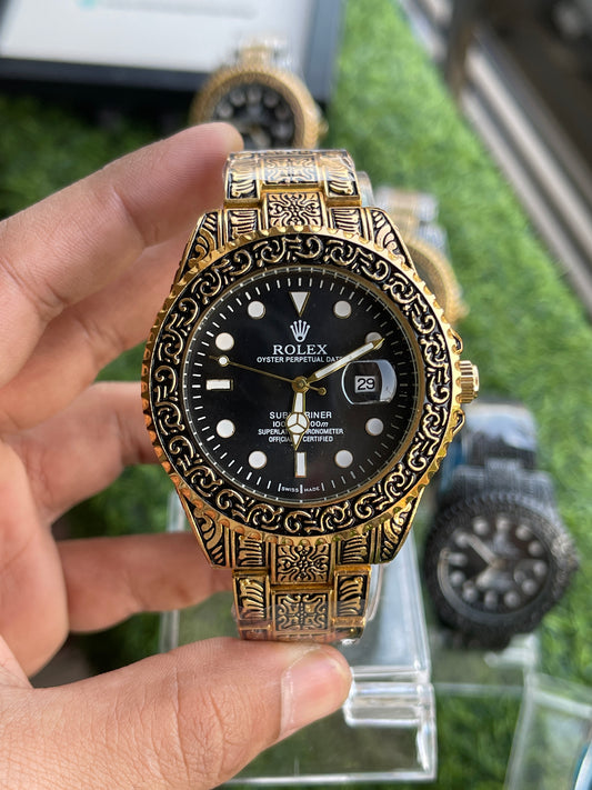 RC RLX Submariner Royal Carving Edition – Gold Case & Black Dial