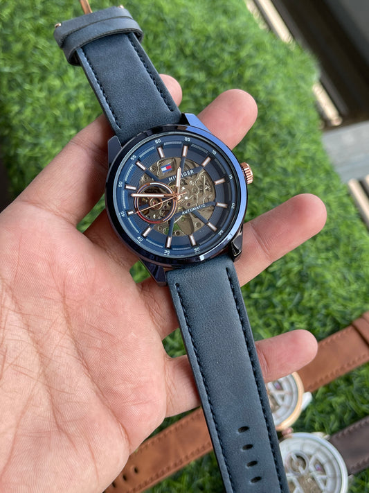 RC Tommy Elegant Automatic Skeleton Watch – Midnight Blue Edition