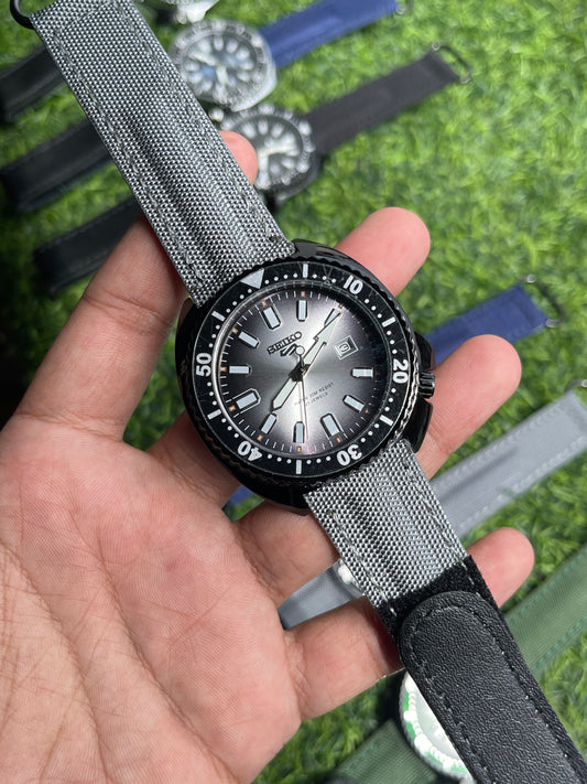RC X Seiiko 5 Quartz – Charcoal Grey Dial-Black case | Grey Canvas Strap
